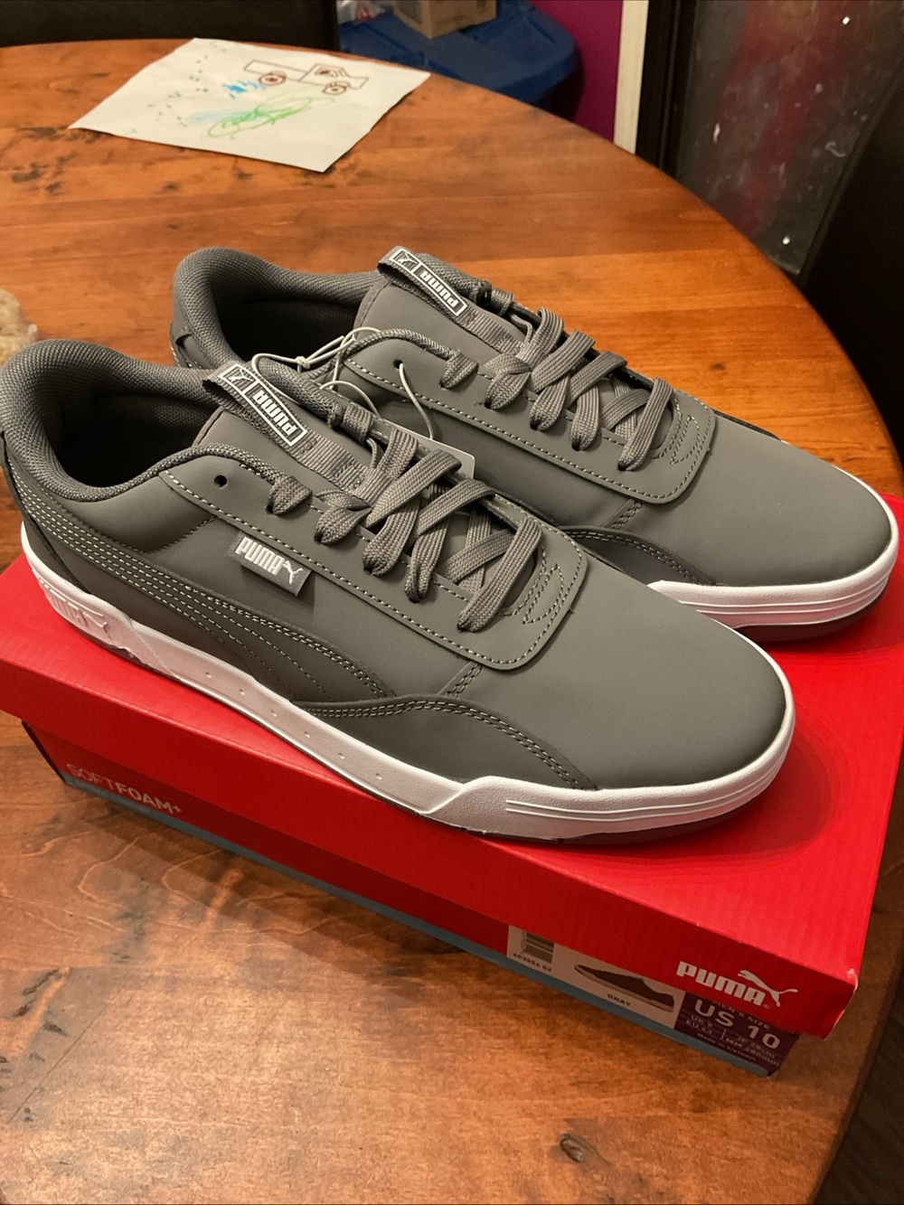 Puma Men's Gray and White Low-Top Sneakers